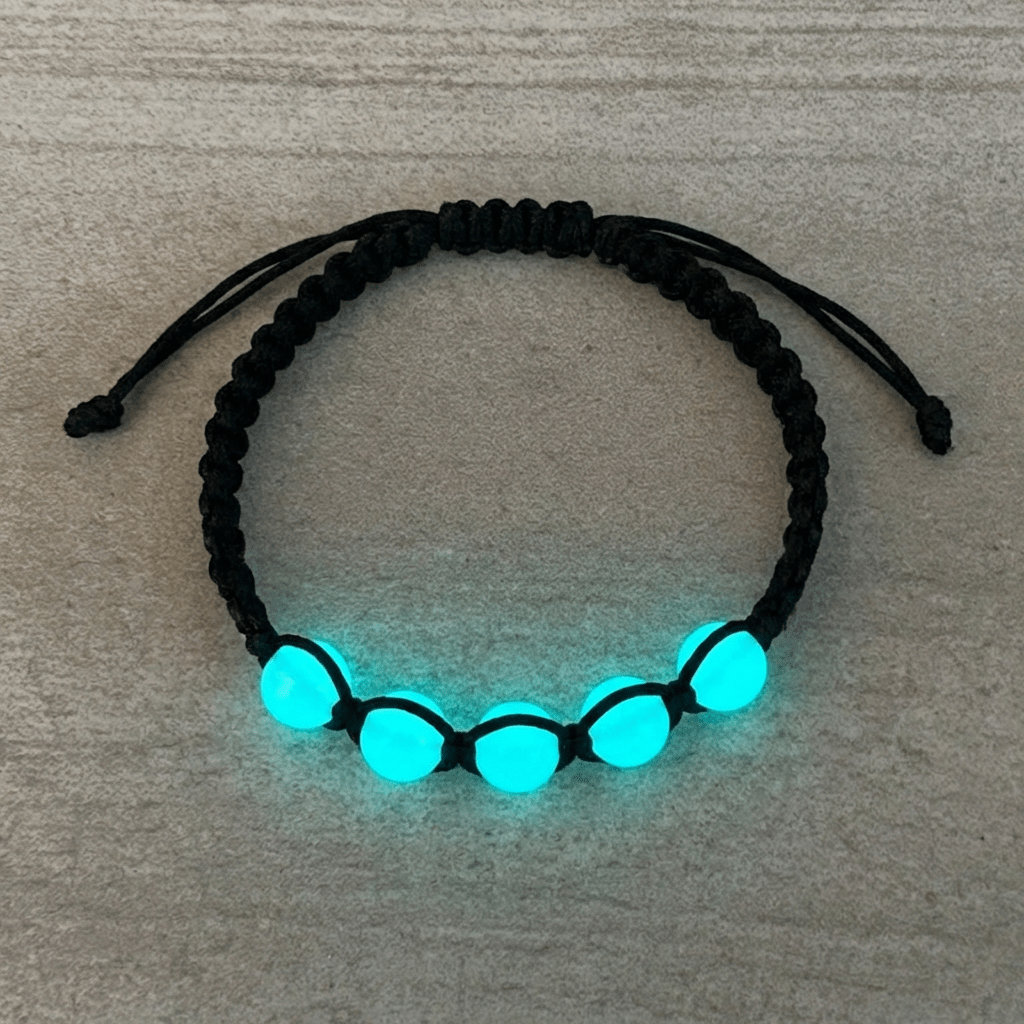 Luminous Stone Beaded Bracelet, Braided Rope Charm